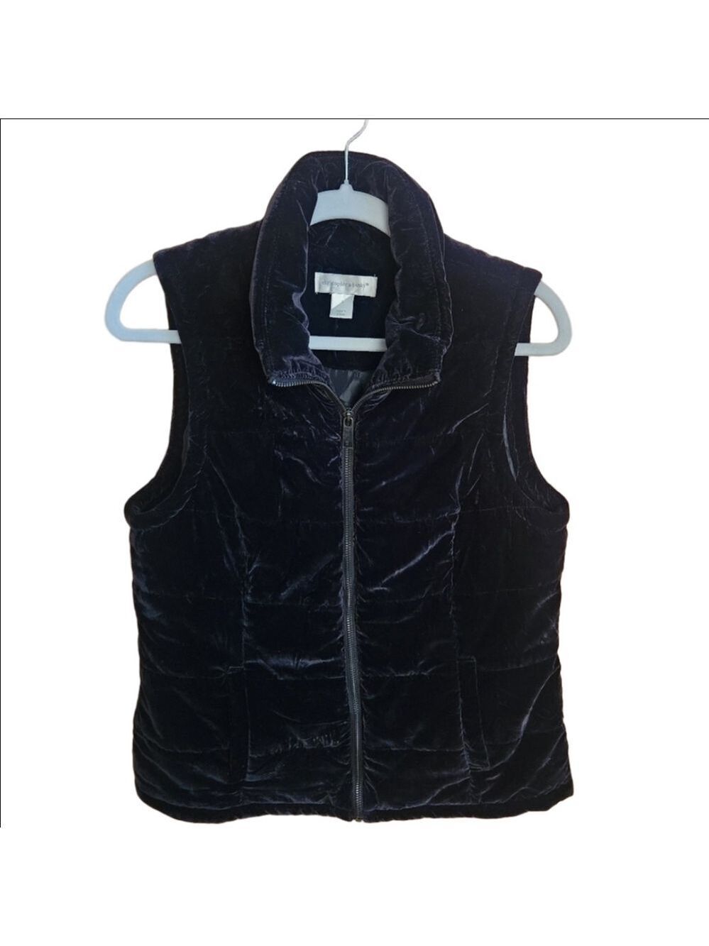 CHRISTOPHER & BANKS VELVET QUILTED BLACK JACKET - LIKE NEW - SIZE SMALL